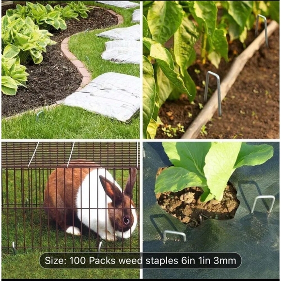 100 Pack 6" 11 Gauge Landscape Staples Garden Stakes Galvanized Sod Staples - Picture 5 of 6